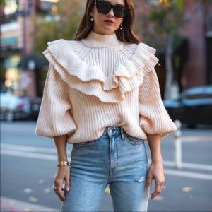 H&M flounced rib-knit sweater